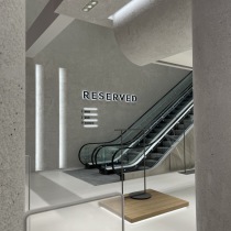 White Venetian Plaster Escalator Wall