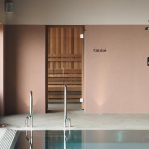 Pink Microcement Sauna Wall