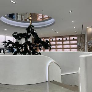 white microcement helical staircase London 